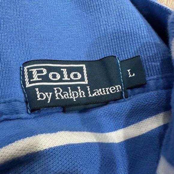Polo Ralph Lauren Polo Mens Large Blue Striped Short Sleeve Piqué Polo Shirt - Picture 7 of 13